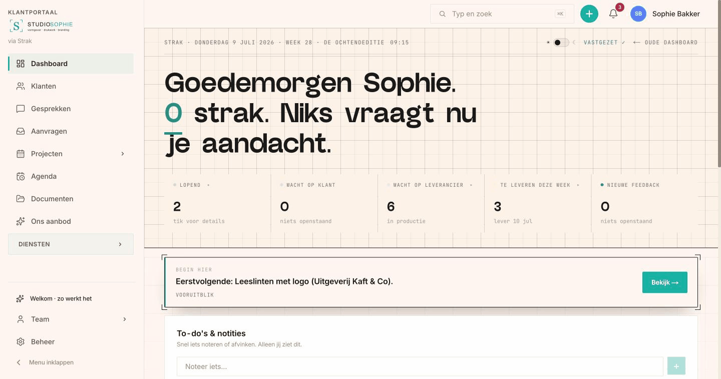 Studio-cockpit met drukwerk en documenten, versies netjes bewaard